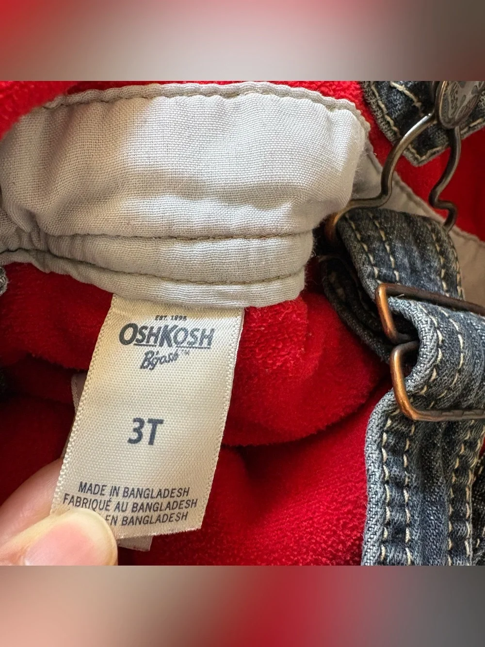 Vtg OshKosh Bgosh VESTBAK Overalls 3T Boys  Red Cotton Lined 90s Style Carpenter